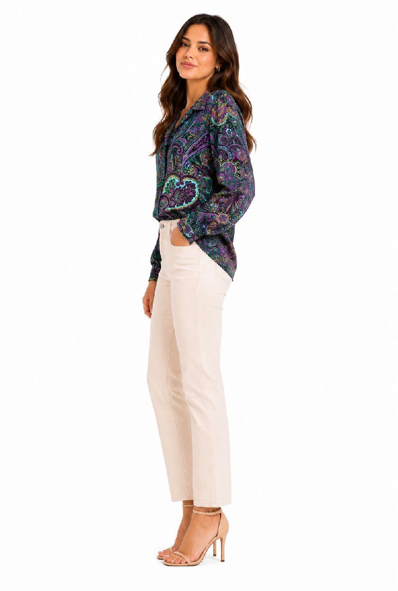 Rafaella Paisley Print Shine Satin Blouse