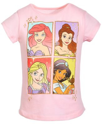 Disney-Top de cuello redondo con estampado de princesas de Disney