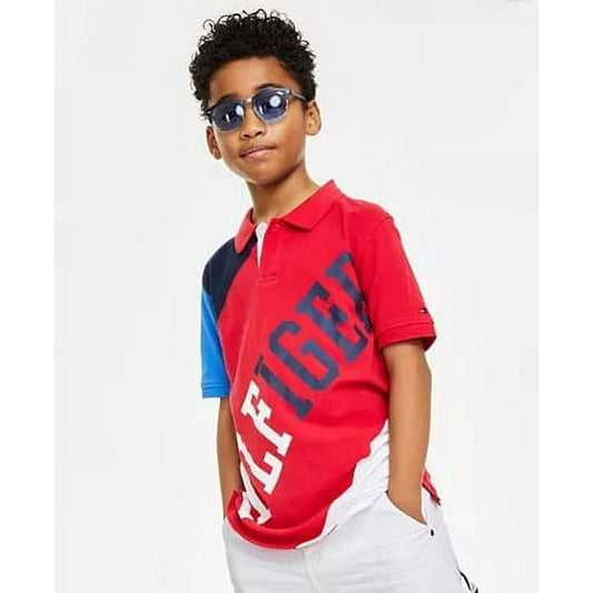 Tommy Hilfiger Red Planet Little Boys Diagonal Pieced Polo Shirt