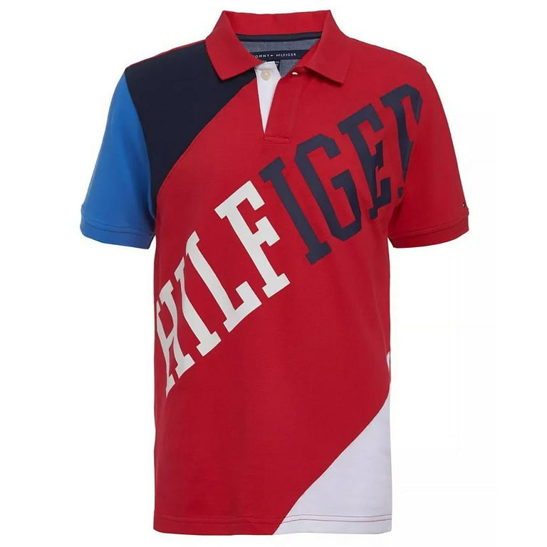 Tommy Hilfiger Red Planet Little Boys Diagonal Pieced Polo Shirt
