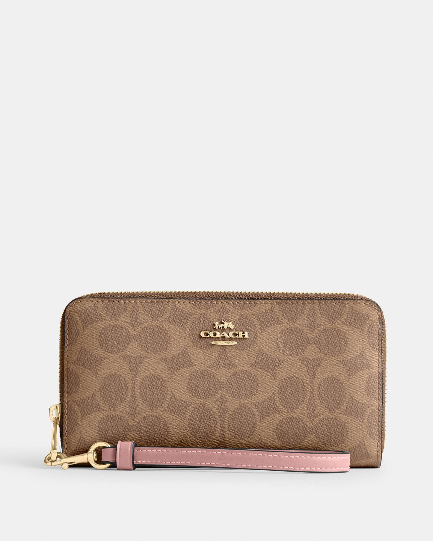 Coach Signature Canvas Long Zip Around Wallet