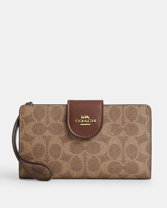 Coach Phone Wallet In Signature Canvas