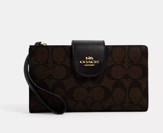 Coach Phone Wallet In Signature Canvas