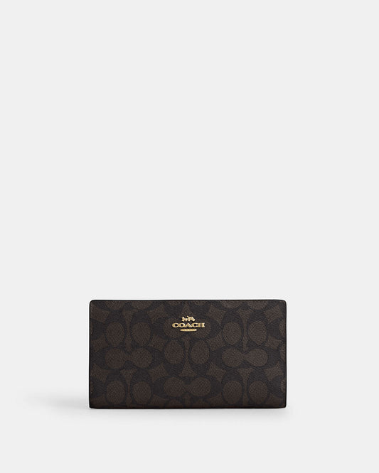 Coach Slim Zip Wallet In Signature Canvas