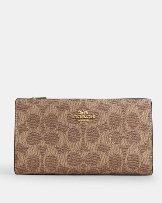 Coach Slim Zip Wallet In Signature Canvas