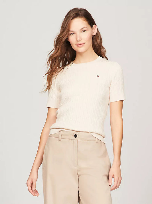 Tommy Hilfiger hort-Sleeve Cable Knit Sweater