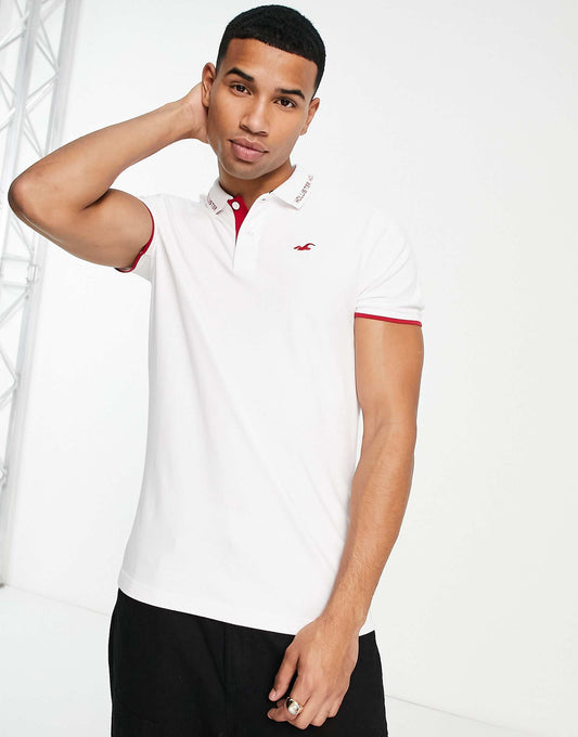 Hollister varsity logo tipping pique polo