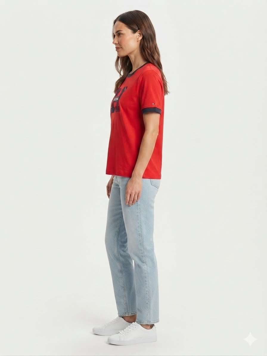 TOMMY HILFIGER-Plaid Monogram Crewneck T-Shirt