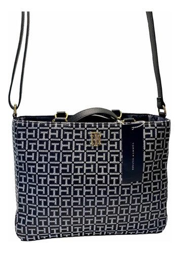 Tommy Hilfiger-Bolsa Tommy Hilfiger Negra Blanco Logo TH