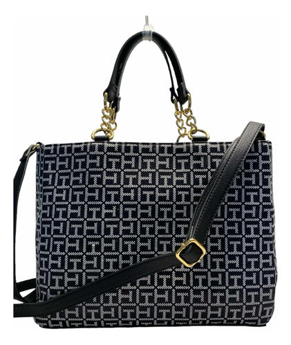 Tommy Hilfiger-Bolsa Tommy Hilfiger Negra Blanco Logo TH