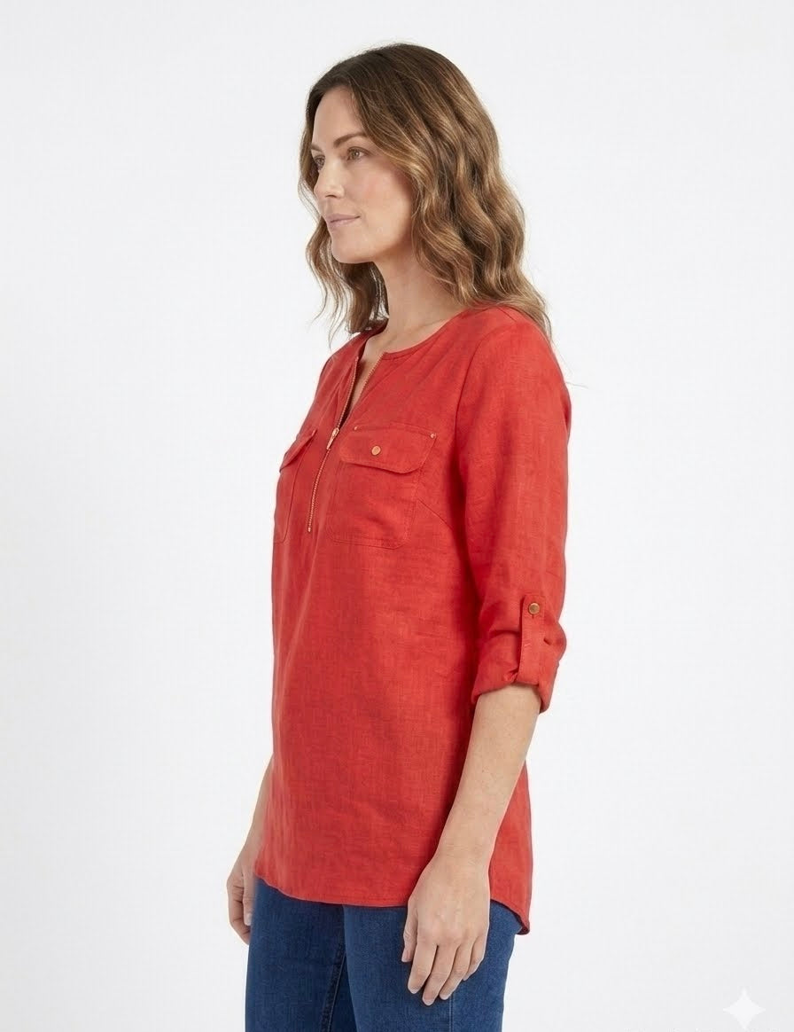 Emily Daniels blouse in a vibrant red color