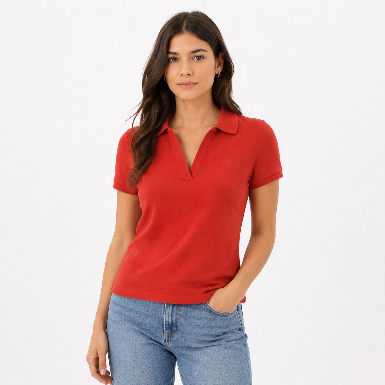 Calvin Klein Jeans red polo shirt for women