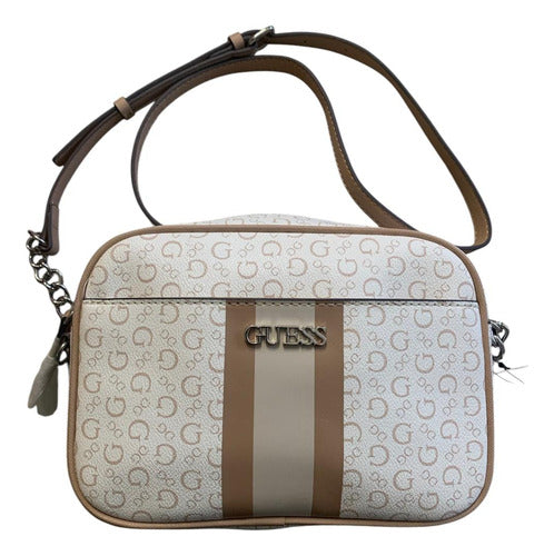 Guess- Bolsa Guess Factory Blanco Suavizado Liso Niquel