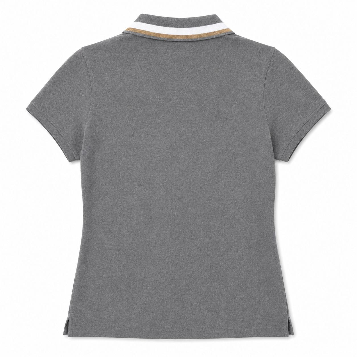 Us Polo Assn Women's gray polo shirt With white and gold striped collar