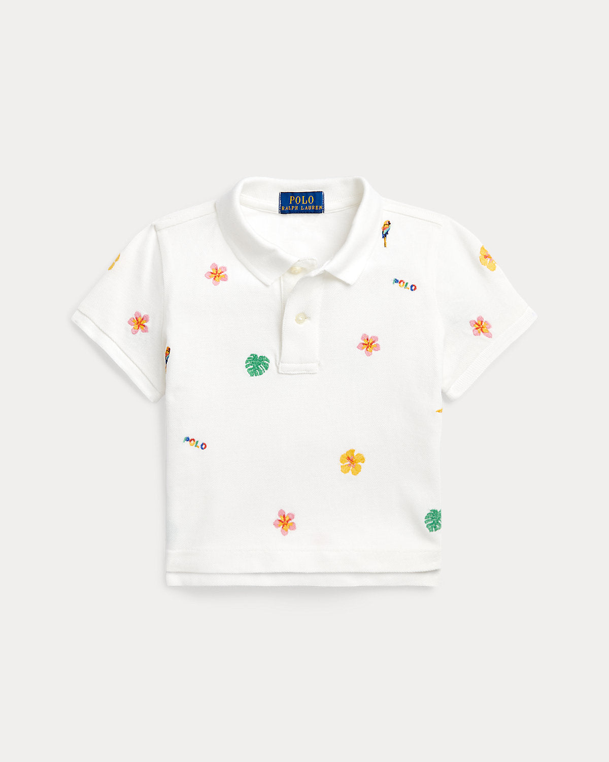 Ralph Lauren Tropical-Embroidery Mesh Boxy Polo Shirt