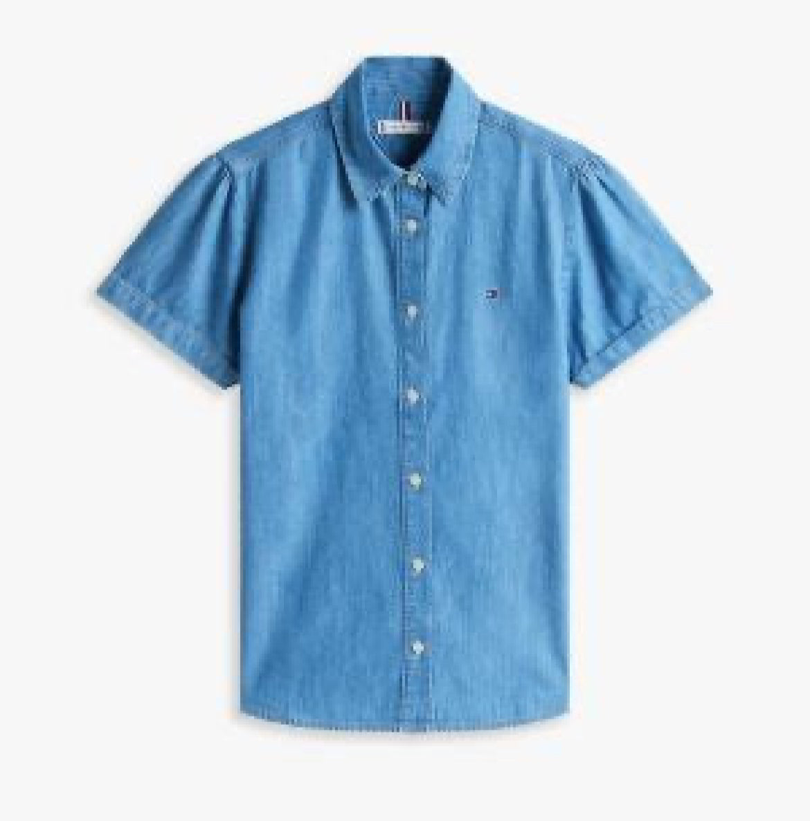 Tommy Hilfiger-Chambray Puff-Sleeve Shirt