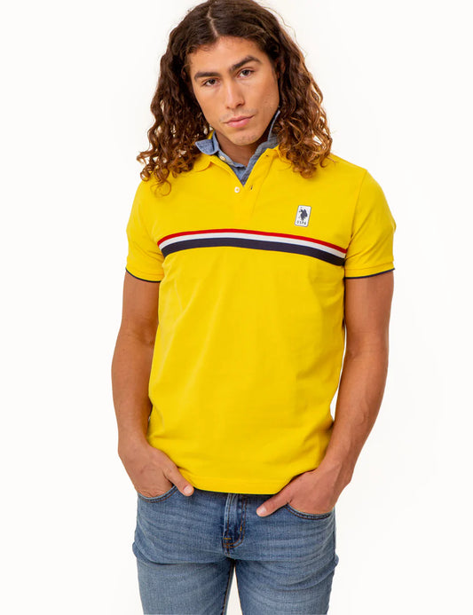 U.S Polo Assn Pieced Signature Striped Pique Polo