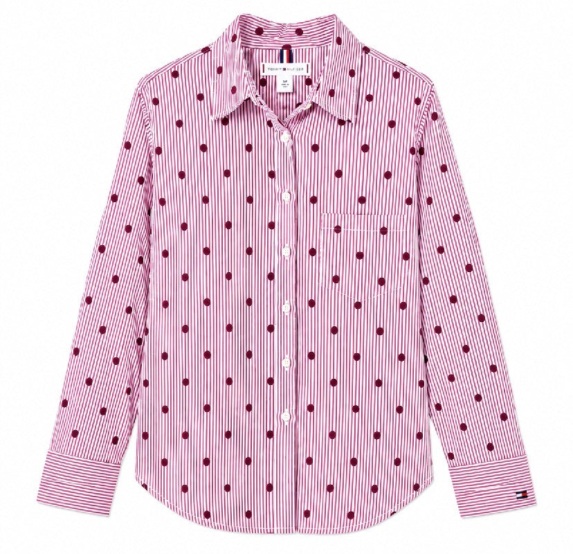 Tommy Hilfiger Relaxed Polka-Dot Poplin Jacquard Shirt