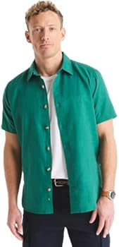 Nautica Men's Sustainably Crafted Linen Short-Sleeve Shirt