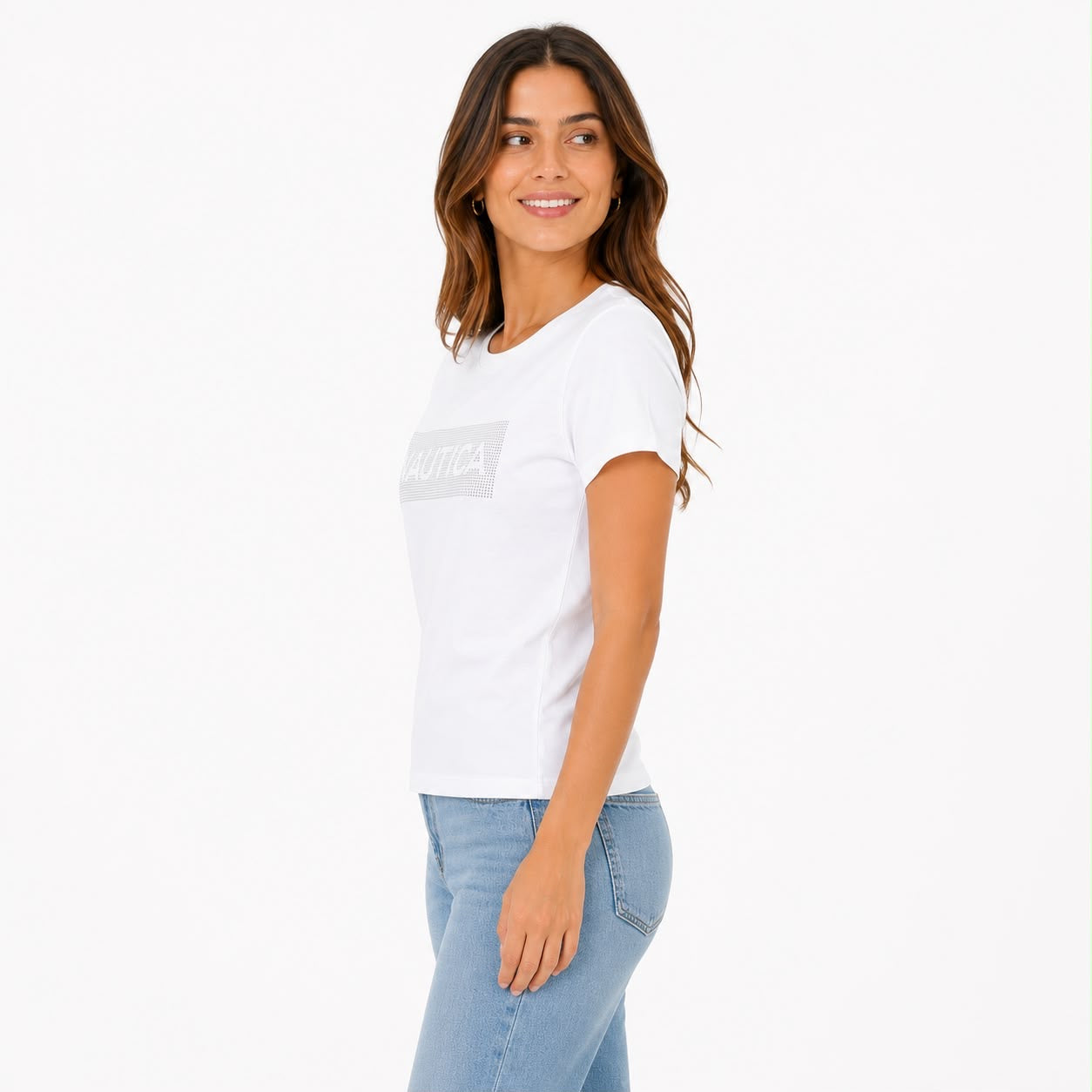 Náutica rhinestone logo graphic t-shirt