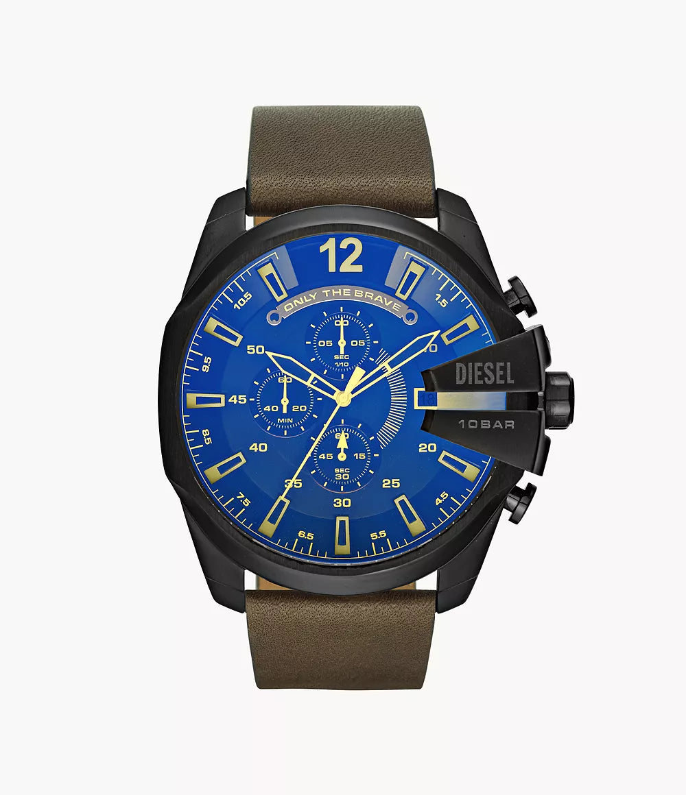 Diesel Men's Mega Chief Chronograph Brown Leather Watch