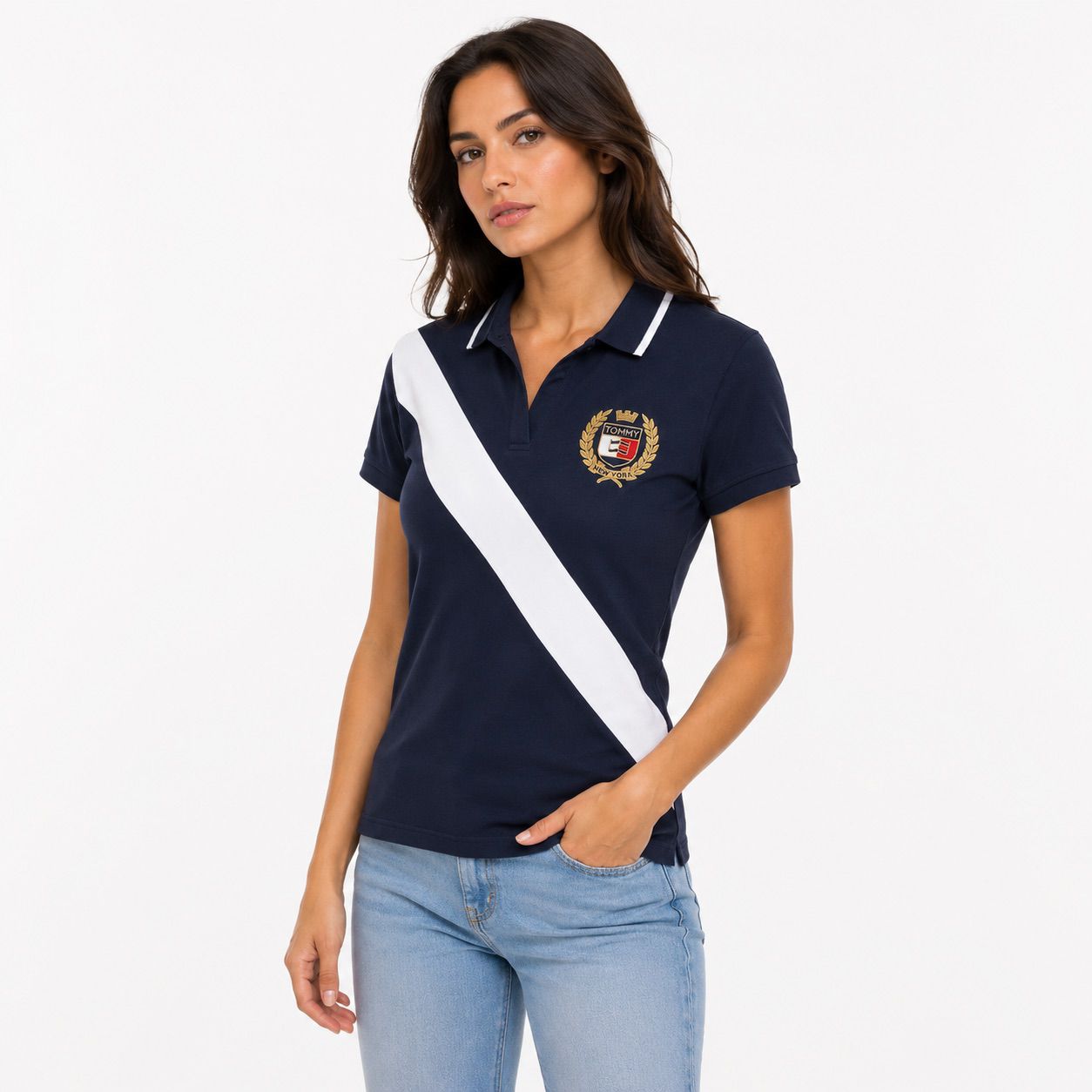 Tommy Hilfiger Women’s stripe polo collar t-shirt