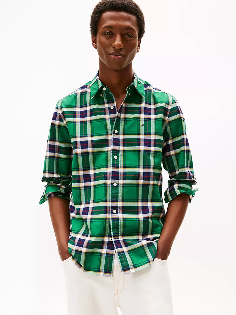 Tommy Hilfiger-Regular Fit Plaid Stretch Oxford Shirt