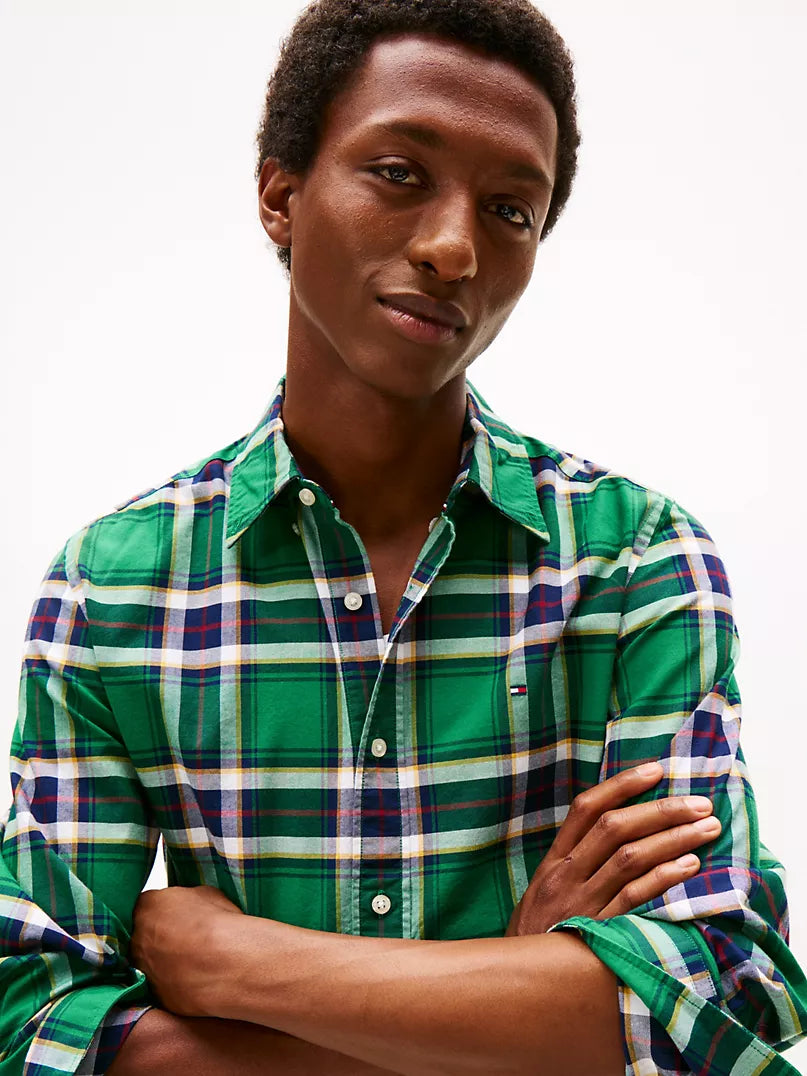 Tommy Hilfiger-Regular Fit Plaid Stretch Oxford Shirt