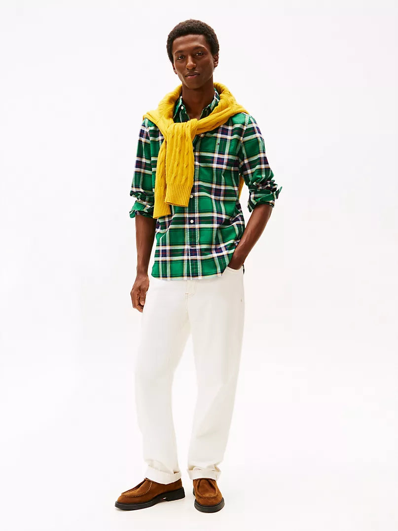 Tommy Hilfiger-Regular Fit Plaid Stretch Oxford Shirt