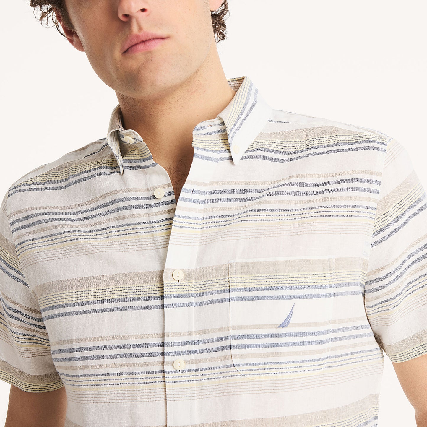 Náutica-Striped Linen Short-Sleeve Shirt
