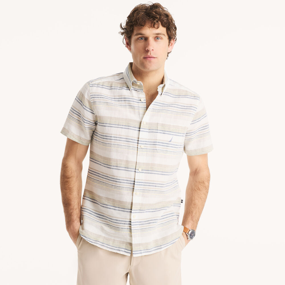 Náutica-Striped Linen Short-Sleeve Shirt