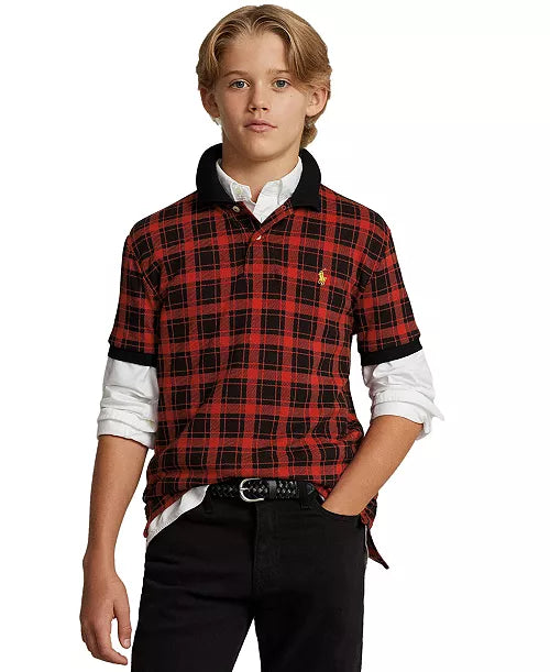 Polo Ralph Lauren Big Boys Buffalo Check Cotton Mesh Polo Shirt