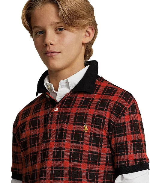 Polo Ralph Lauren Big Boys Buffalo Check Cotton Mesh Polo Shirt