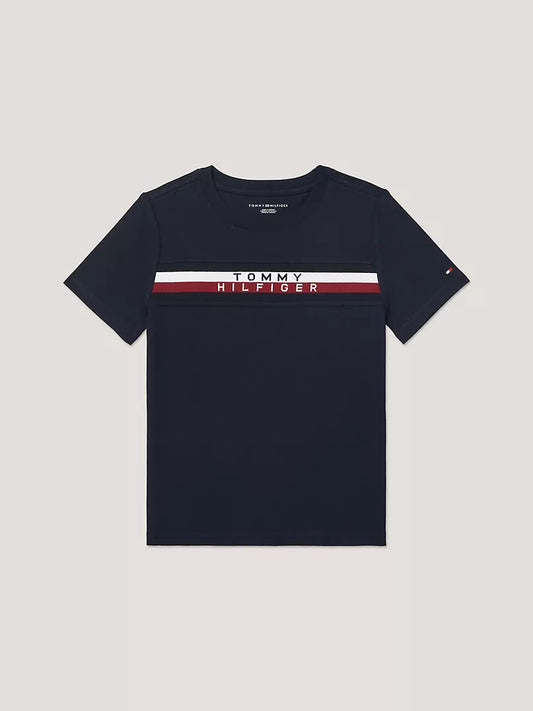 Tommy Hilfiger Kids' Ribbed Stripe Logo T-Shirt