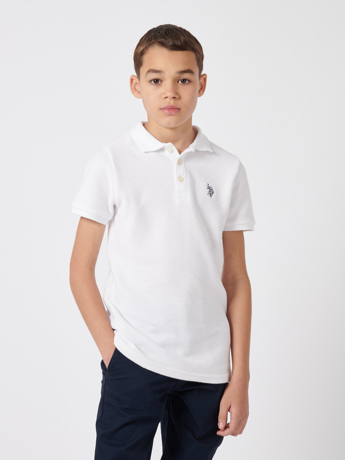 U.S Polo Assn Boys Texture Double Horsemen Polo Shirt