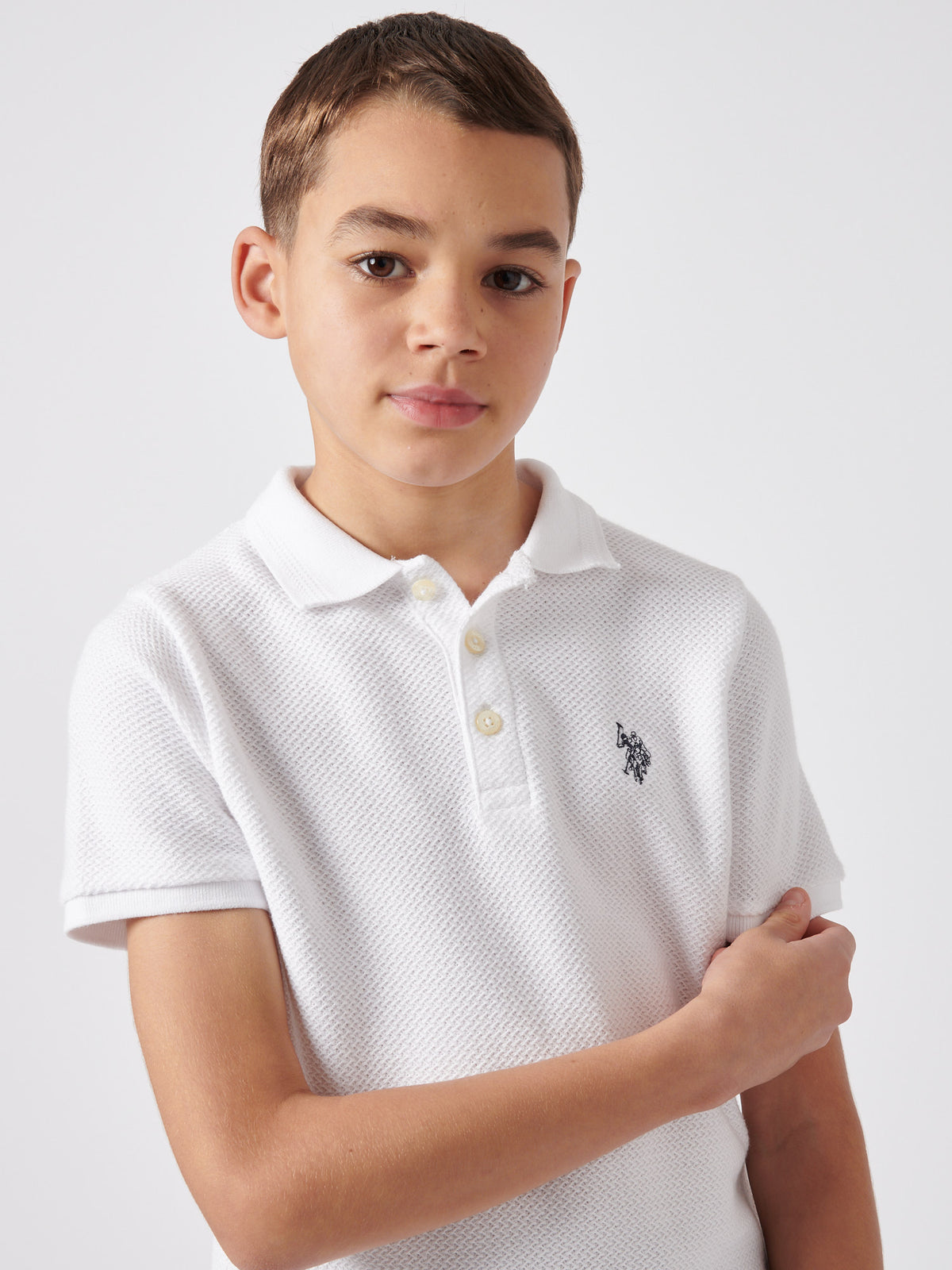 U.S Polo Assn Boys Texture Double Horsemen Polo Shirt