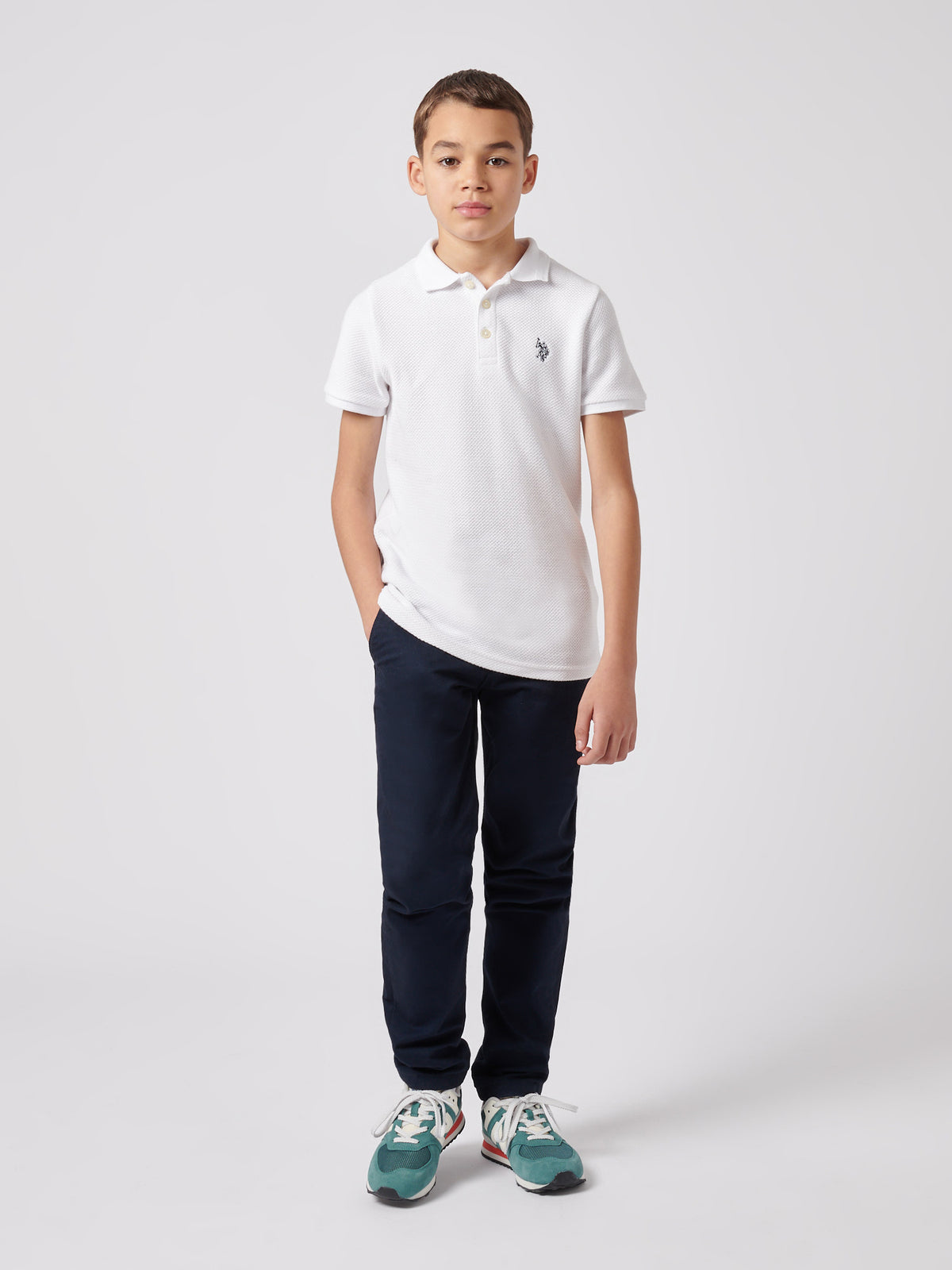U.S Polo Assn Boys Texture Double Horsemen Polo Shirt