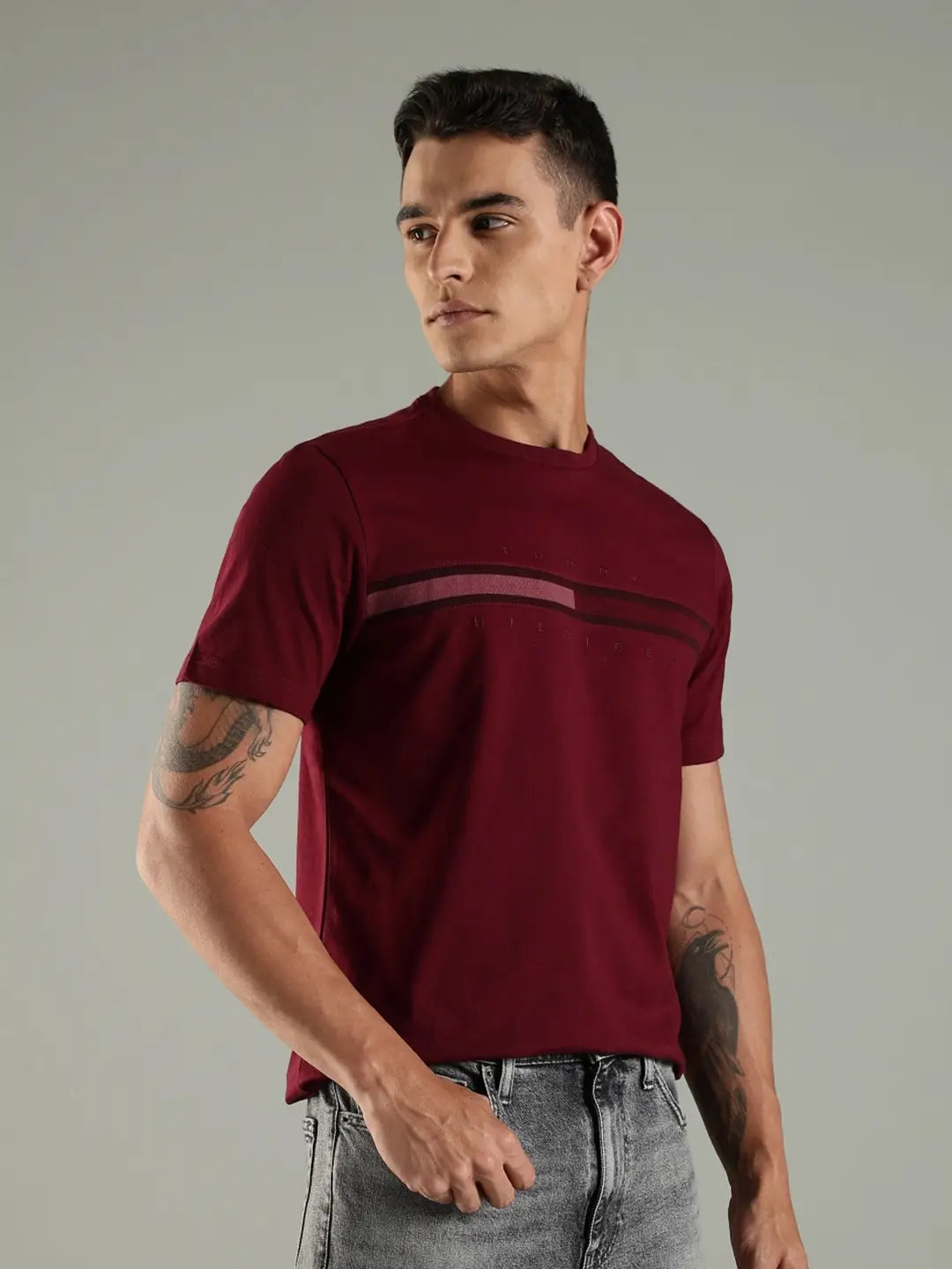 Tommy Hilfiger Men Brand Logo Printed Short Sleeves T-Shirt