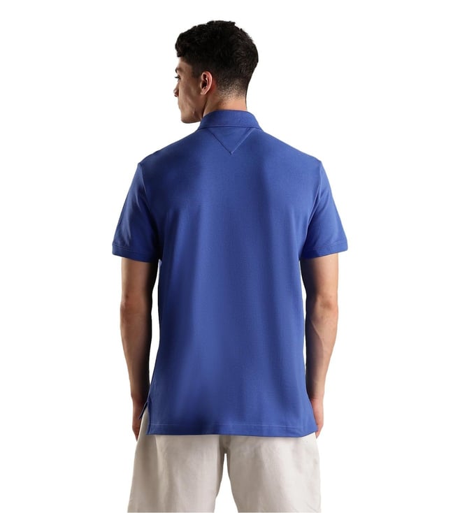 TOMMY HILFIGER BLUE LOGO REGULAR FIT COTTON POLO T-SHIRT