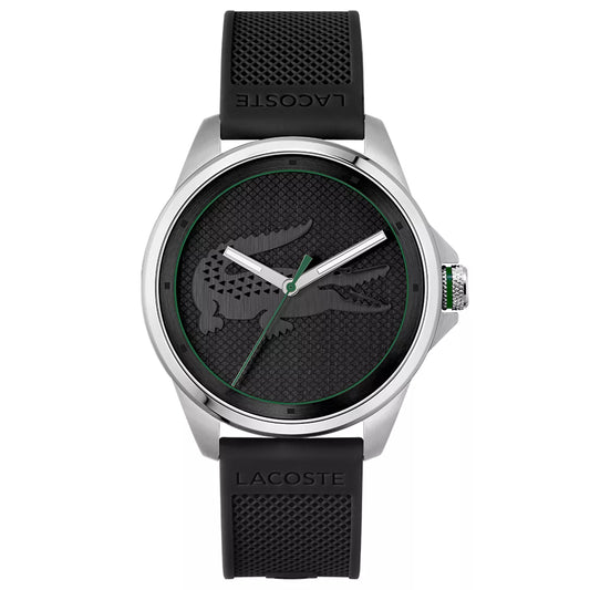 LACOSTE-Lacoste Le Croc - Reloj de cuarzo para hombre, acero inoxidable y correa de silicona, color negro (modelo: 2011156), Negro -, Hombres
