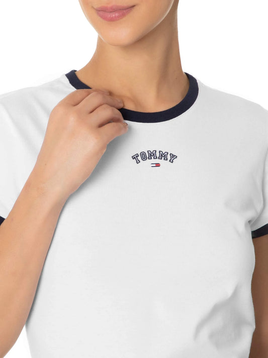 Tommy Hilfiger AB Slim Small Varsity White Tommy Jeans Women's T-shirt