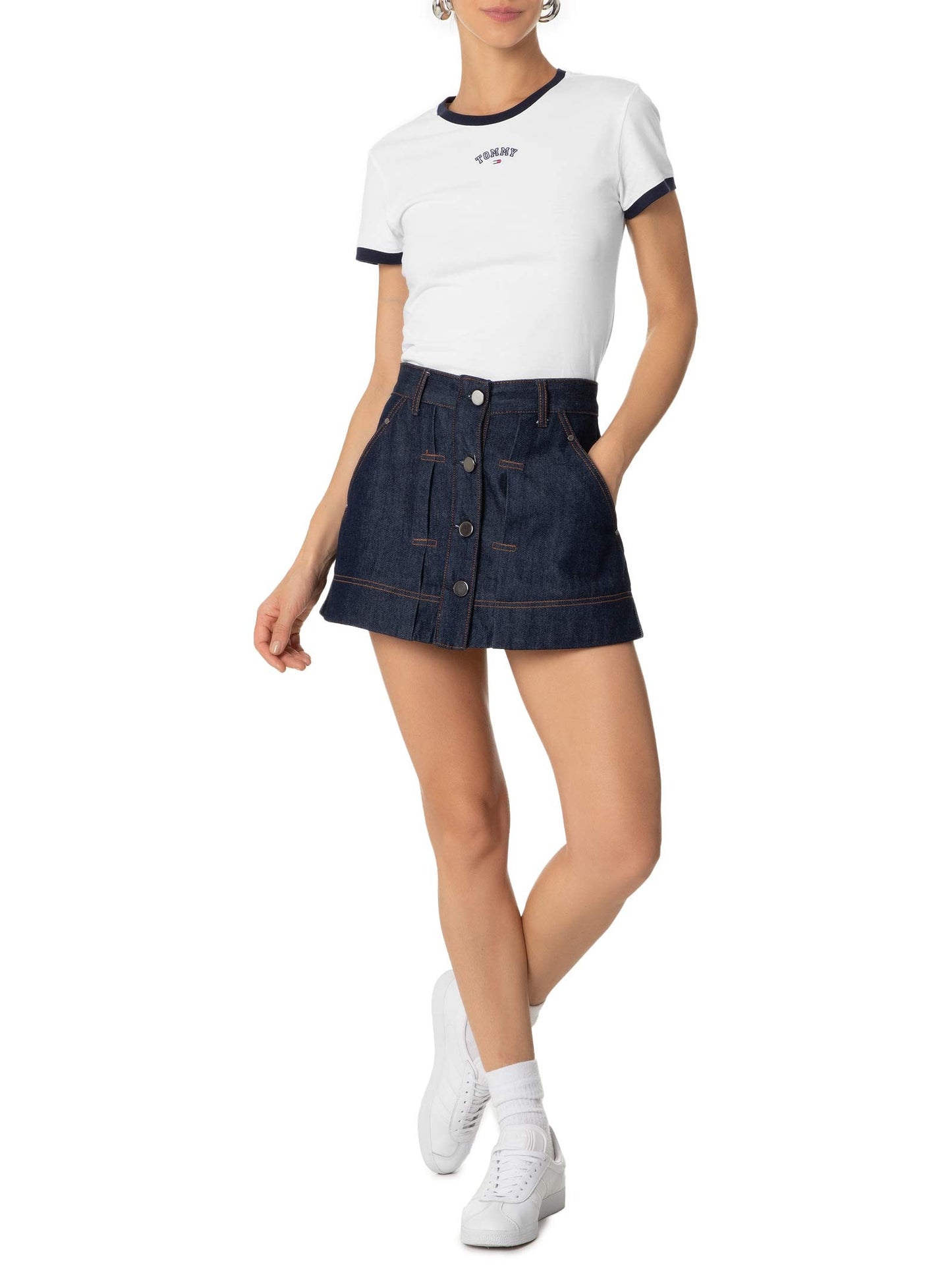 Tommy Hilfiger AB Slim Small Varsity White Tommy Jeans Women's T-shirt