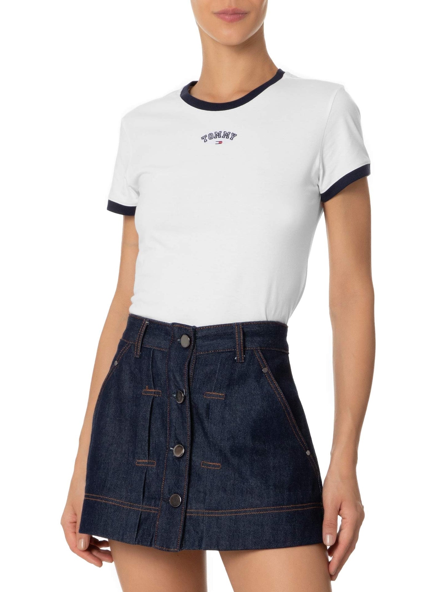 Tommy Hilfiger AB Slim Small Varsity White Tommy Jeans Women's T-shirt