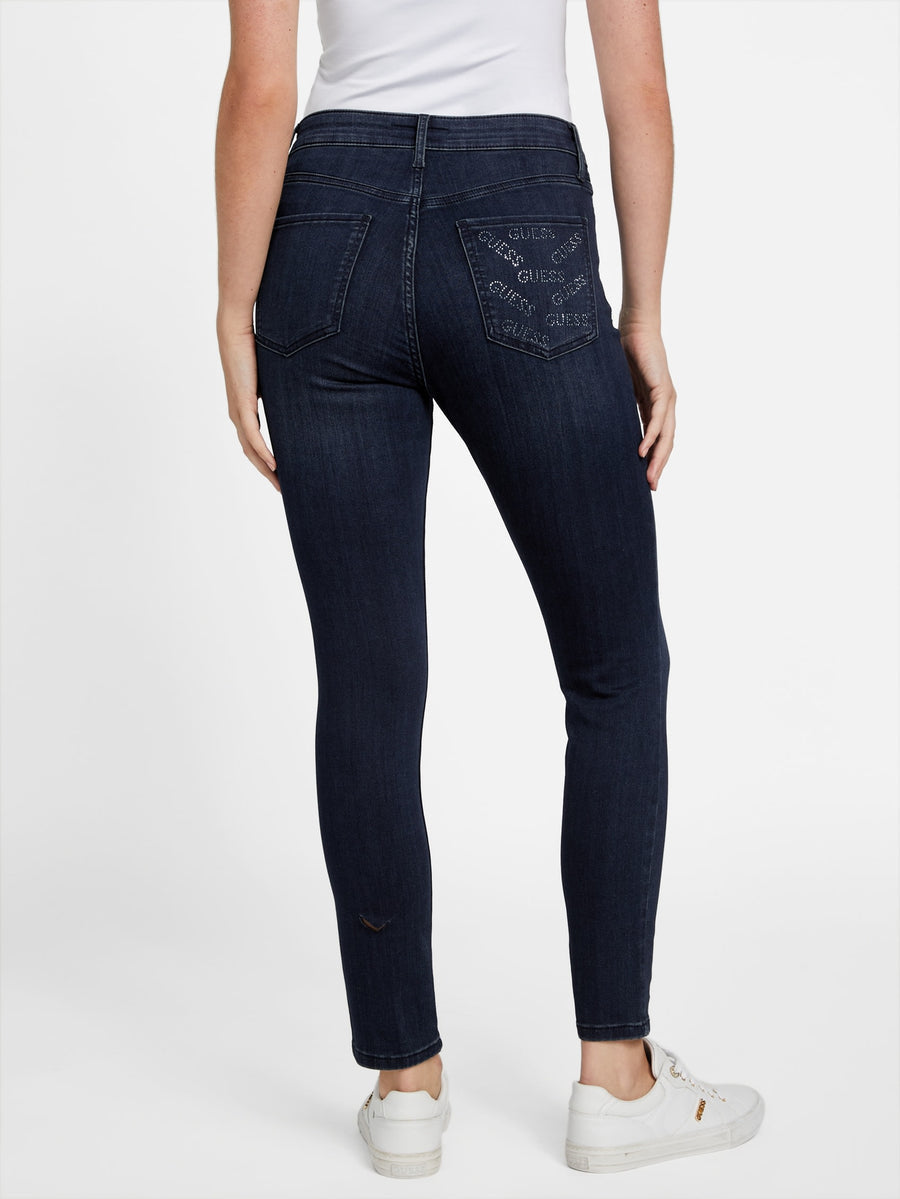 GUESS-Eco Carina Mid-Rise Bling Pocket Skinny Jeans