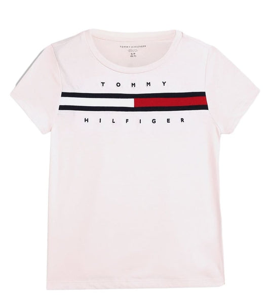 Tommy Hilfiger Girls Peach Solid Round Neck T-Shirt