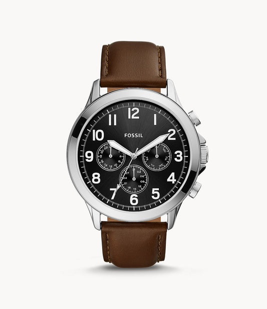 Fossil Yorke Multifunction Brown Leather Watch