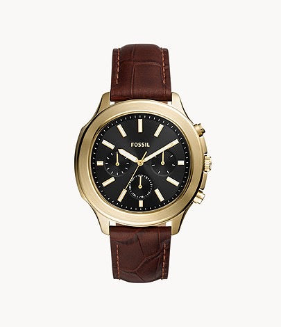 Fossil Windfield Multifunction Brown Leather Watch