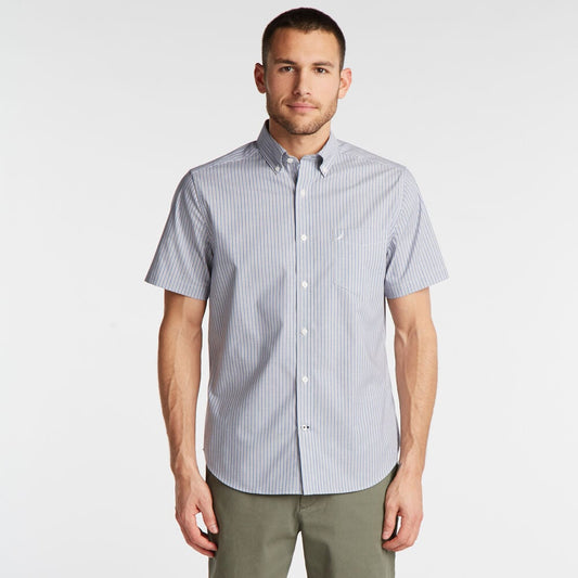 Nautica Classic Fit Short Sleeve Shirt Wrinkle Resistant Shirt In Stripe