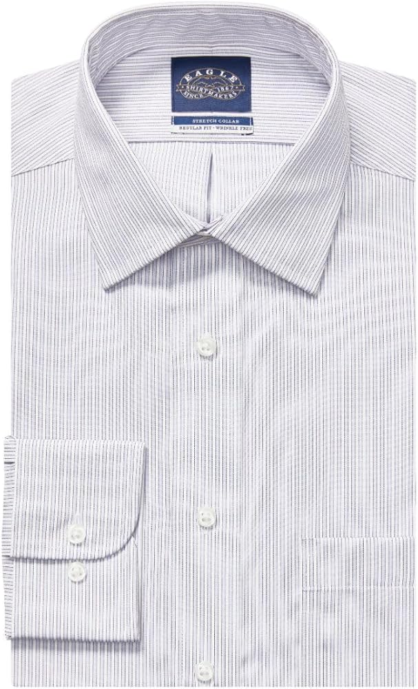 Eagle Men's Non Iron Stretch Collar Regular Fit Stripe Dress Shirt