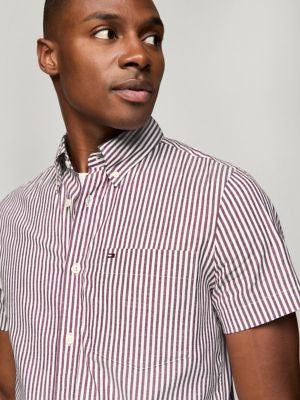 Tommy Hilfiger Slim Fit Short-Sleeve Stripe Poplin Shirt